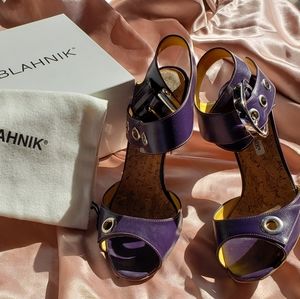 Manolo Blahnik Purple and Yellow Koyo sandal